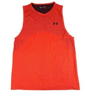 Under Armour HeatGear Tank Top Fitted Seamless Knit Orange Large L Womens